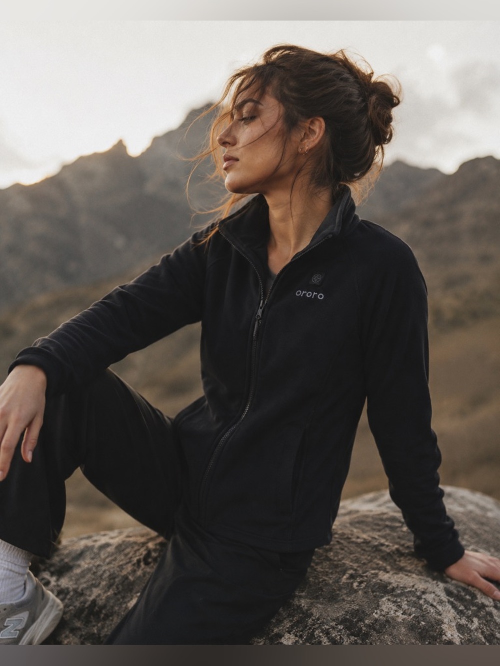 New Ororo black HEATED FULL-ZIP JACKET size XS